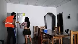 hot woman excited to spread legs and show ass to strangers in house