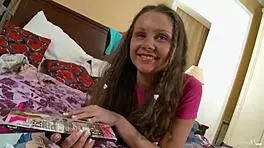 I am a teen goddess drilling my tight shaved pussy with a kinky dildo, feeling so wet and sexy.