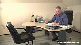 old boss fucks skinny teen at job interview