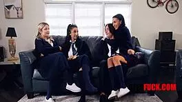 Inexperienced Friends Lose Virginity In Gangbang