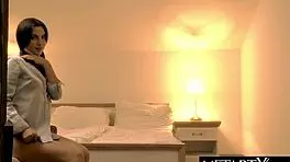 i see this hot sexy model strokin her pussy to a intense orgasm