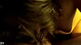 teen sucking uncut cock during wet handjob with small tits