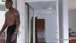 Sucking and riding big black dick in the shower