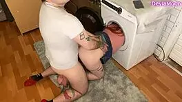stepmom stuck in washing machine and stepson inserts huge cock into her pussy s1e12