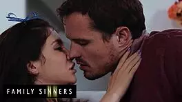 Naughty girl gets thanked with hot creamy fuck on the couch!