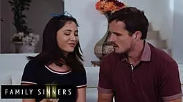 Naughty girl gets thanked with hot creamy fuck on the couch!