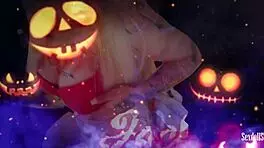 sexy zombie nurse back from halloween party craving milk in pov sexdoll action