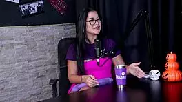 Teen Blonde in Lingerie Enjoys First Time Menage and Halloween Fun