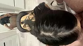 the student gave a good blowjob to her friend cum in his mouth