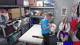 Geeky Teen In Glasses Gets Roughly Fucked By Police Officer For Shoplifting In Uniform