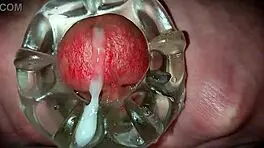 Close Up Oozing Cum From Solo Masturbation