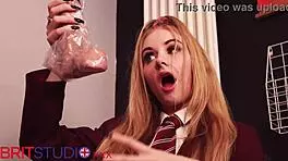 british 18 year old college student enjoys machine at party