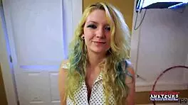 Hot blonde chelsie r pokes pussy and sucks cock to get banged!