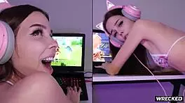Skinny Petite 18+ Gamer Gets Roughly Fucked and Dominated by Her Roommate