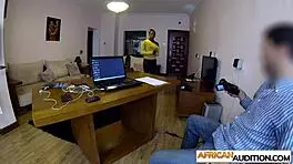 hot ebony teen 18+ clarice swallowed a huge cock and spit on it after casting