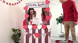 lucky big cock stepbrother got perfect double blowjob on valentines day by penelope kay and sexy teen 18+ renee rose