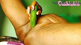 feeling horny while fucking cucumber intensely