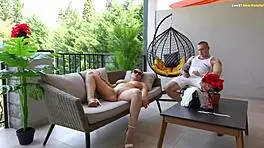 Shameless step-mom naked tanned and throatfucked by her horny stepson