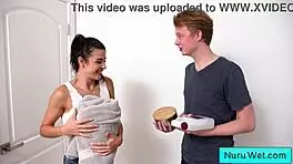 Busty Teen Brunette Covers Herself In Wet Nuru Gel And Gives Sensual Massage