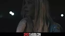 The american blonde teen and milf participate in a taboo threesome, with blowjobs, deepthroat, and doggystyle