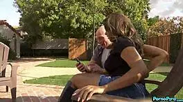 Overgrown Ebony Halle Hayes Fucks White Boy Outdoors