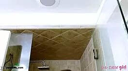 Striking Brunette Beauty Enjoys Shower