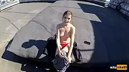 russian bitch gets fucked on the roof