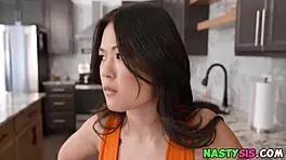 Unsatisfied asian teen 18+ satisfied by stepbro