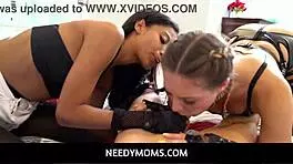 JC Wilds and Eden West intensely tag team Mike Avery's hard cock