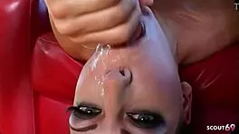 braces girl with big pussy lips at rough gonzo casting fuck and facial cumshot in black nylon stockings 😈