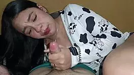 Latina Woman Eagerly Sucks Cock Until Cum
