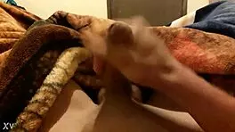 Teen guy masturbating and cumming with creampie