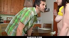 girl flashes tits and gets doggystyle fuck