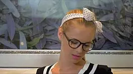 cutie jillian janson finger fucks with glasses on