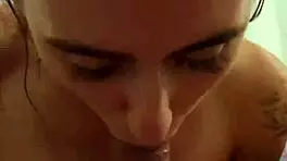 teen girl pees on guys dick and sucks it in bathroom 😳