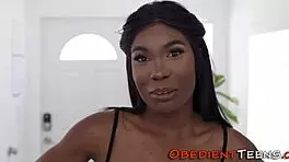 sub ebony teen gets nailed hard by big cock 😈