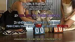 Two Hot Horny Girls Challenge Big Cock Guy With Dice Double Handjob