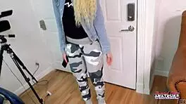 skinny blonde cutie sassy enjoys sucking a big hard cock and gets jizzed