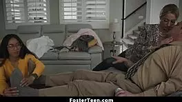 Hot asian foster teen 18+ is trained by her foster parents to serve them - fosterteen 18+