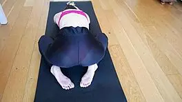 Doing yoga in see-through leggings, feeling free!