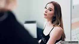 Blonde teen 18+ gets fingered by boss in intriguing taboo lesbian encounter