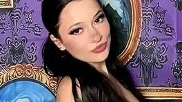 goth girl takes off bra in haunted house