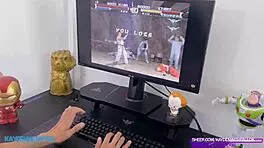 Gamer's boy fantasy threesome with nerd, muscular bodybuilder, and big tits babe became a reality?