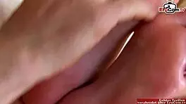 Petite blonde teen feels anal and cumshot