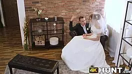 Beautiful bride fucks stranger while hubby cuckolds