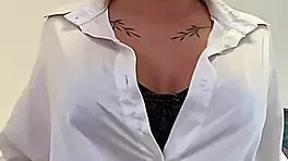 busty teen 18+ loves sucking big fat dick - pov blowjob