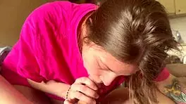 hottie girlfriend gives incredible blowjob