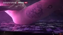 Deepthroat blowjob in jacuzzi ends with massive cumshot!