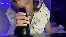 European babe enjoys solo time with dildo in bedroom