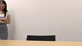 Cute Japanese teen with huge busty figure attends her first idol audition event